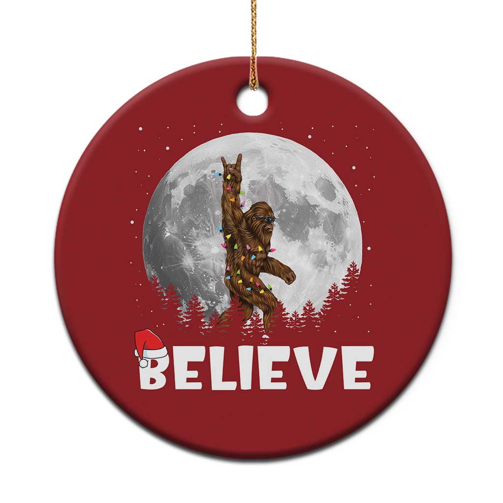Funny Bigfoot Christmas Ornament Cool Full Moon & Trees Sasquatch Xmas Lights TS10