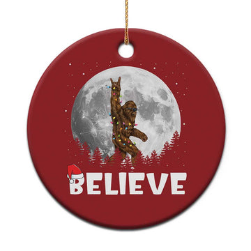 Funny Bigfoot Christmas Ornament Cool Full Moon & Trees Sasquatch Xmas Lights TS10