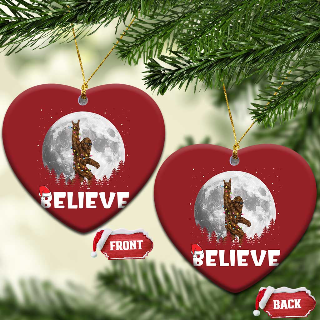 Funny Bigfoot Christmas Ornament Cool Full Moon & Trees Sasquatch Xmas Lights TS10