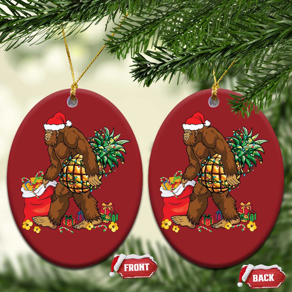 Bigfoot Christmas Ornament Pineapple Tree Lights Funny Hawaiian Xmas Sasquatch Lovers TS10
