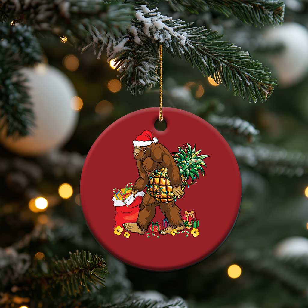 Bigfoot Christmas Ornament Pineapple Tree Lights Funny Hawaiian Xmas Sasquatch Lovers TS10