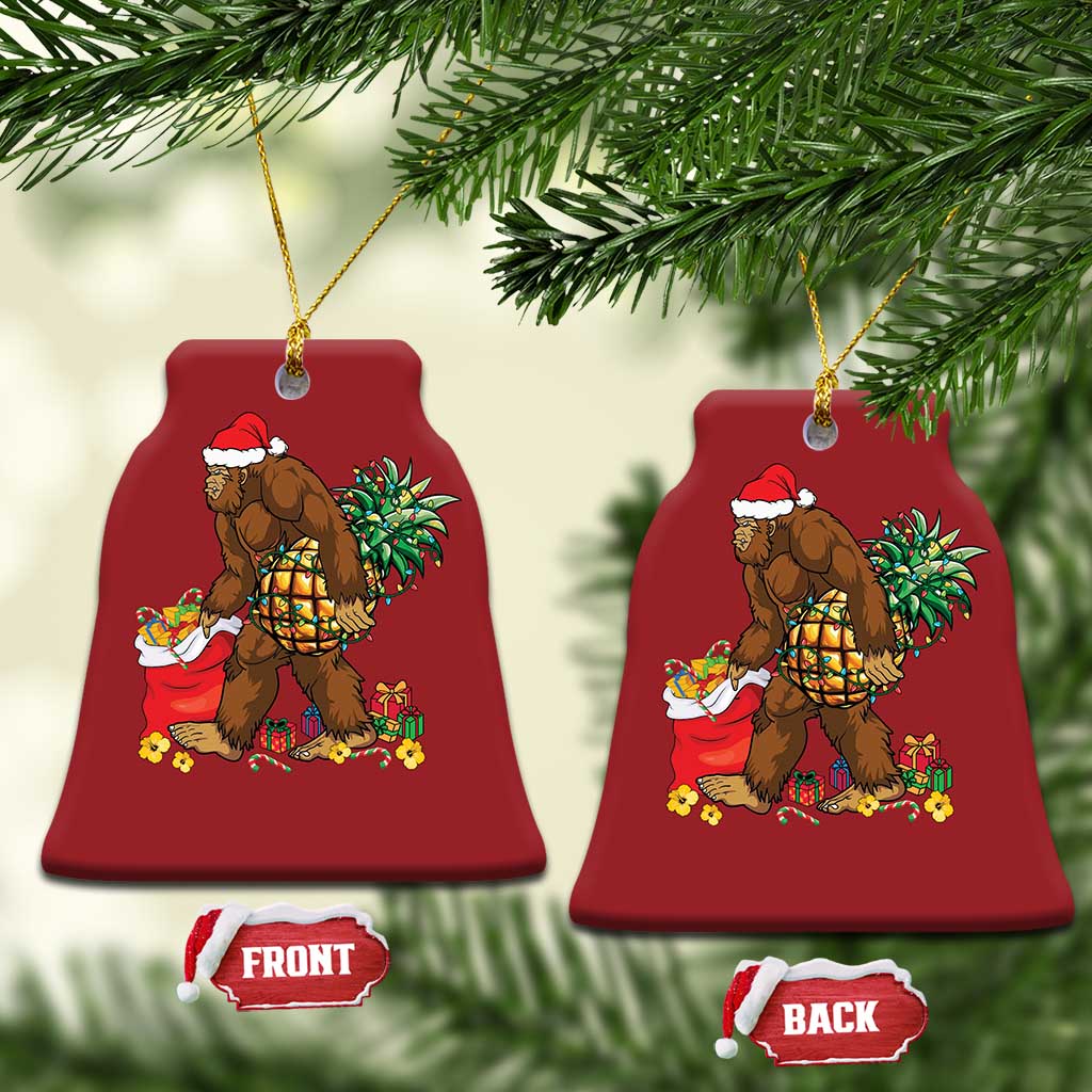 Bigfoot Christmas Ornament Pineapple Tree Lights Funny Hawaiian Xmas Sasquatch Lovers TS10