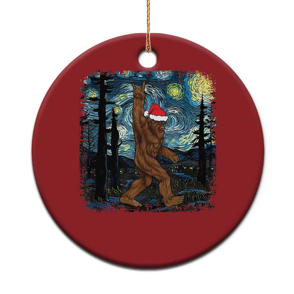 Xmas Bigfoot Starry Night Christmas Ornament Sasquatch Santa Hat Sasquatch Van Gogh Sky Painting Art TS10
