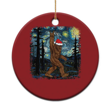 Xmas Bigfoot Starry Night Christmas Ornament Sasquatch Santa Hat Sasquatch Van Gogh Sky Painting Art TS10