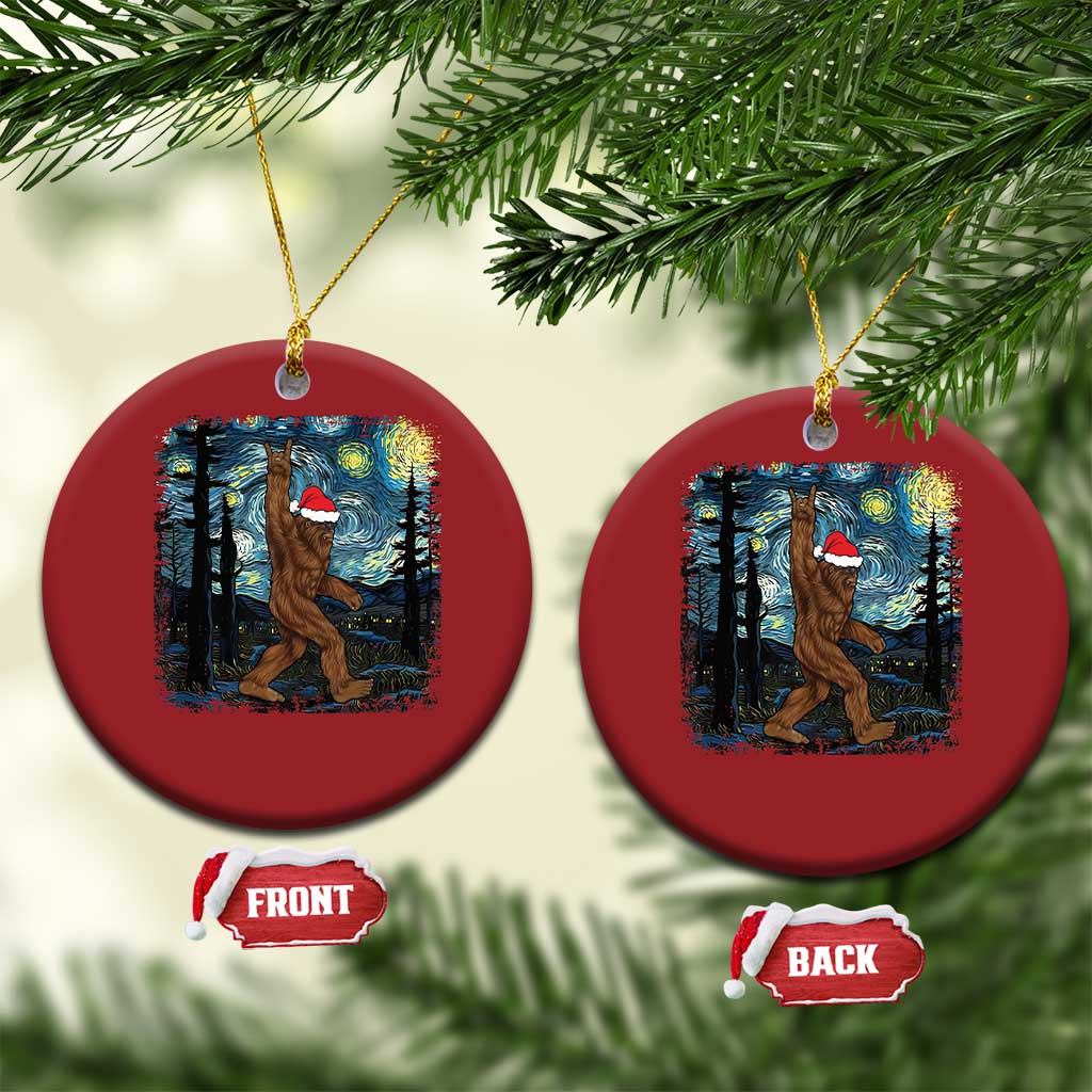 Xmas Bigfoot Starry Night Christmas Ornament Sasquatch Santa Hat Sasquatch Van Gogh Sky Painting Art TS10
