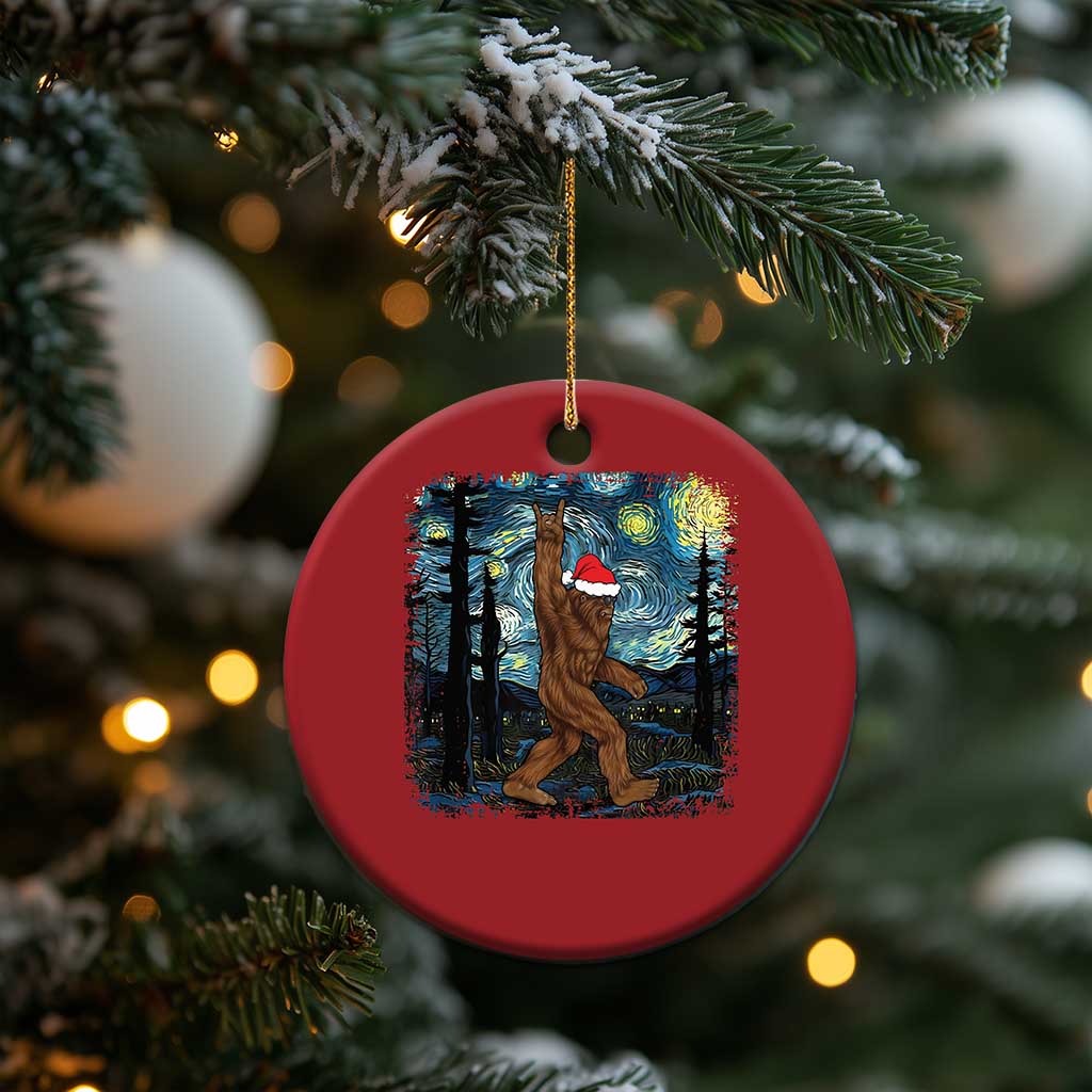 Xmas Bigfoot Starry Night Christmas Ornament Sasquatch Santa Hat Sasquatch Van Gogh Sky Painting Art TS10