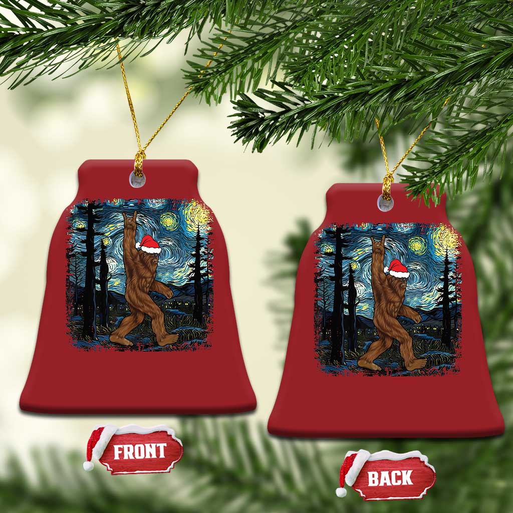 Xmas Bigfoot Starry Night Christmas Ornament Sasquatch Santa Hat Sasquatch Van Gogh Sky Painting Art TS10