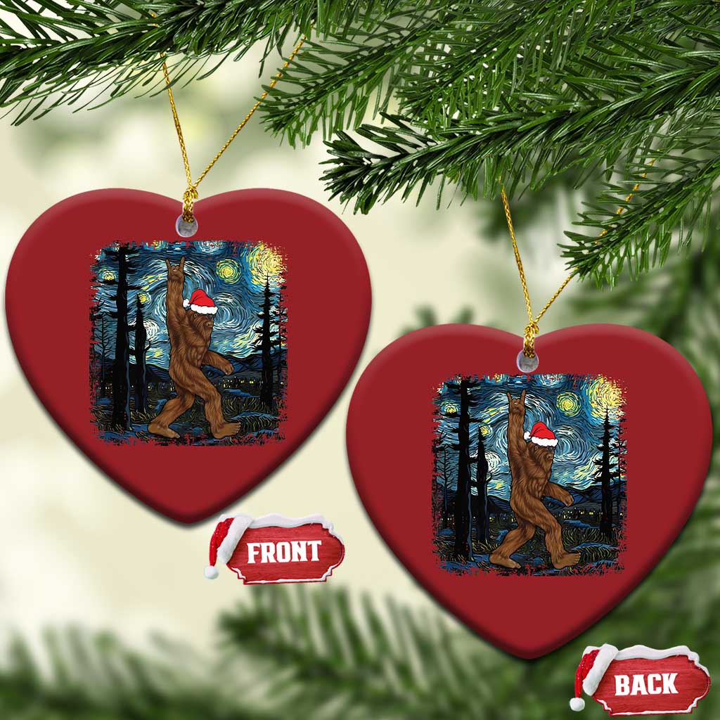 Xmas Bigfoot Starry Night Christmas Ornament Sasquatch Santa Hat Sasquatch Van Gogh Sky Painting Art TS10