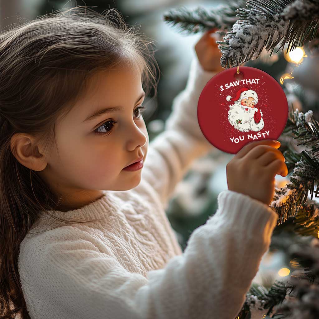 Santa Christmas Ornament Vintage I Saw That You Naughty TS10