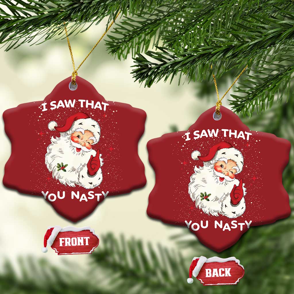 Santa Christmas Ornament Vintage I Saw That You Naughty TS10