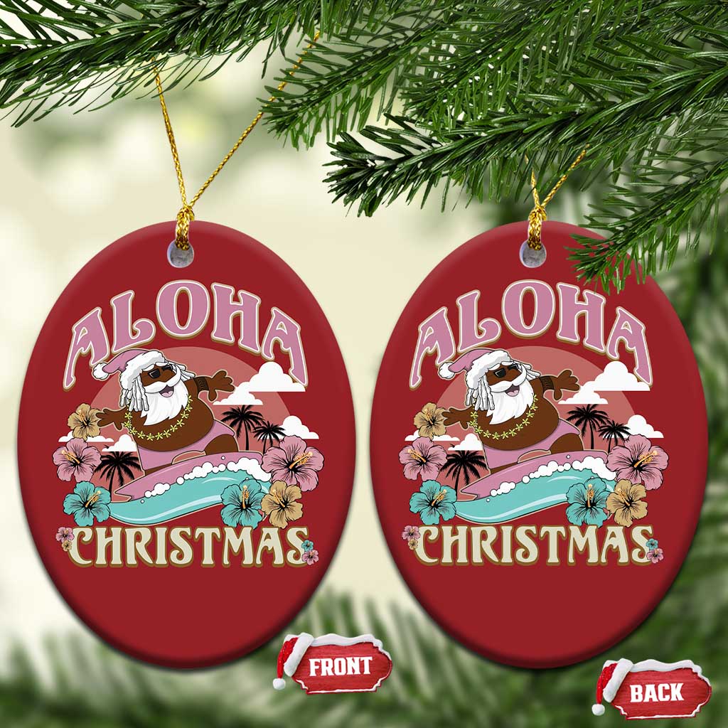Hawaii Christmas Ornament Retro African American Surfing Santa With Tattoos Aloha Christmas TS10