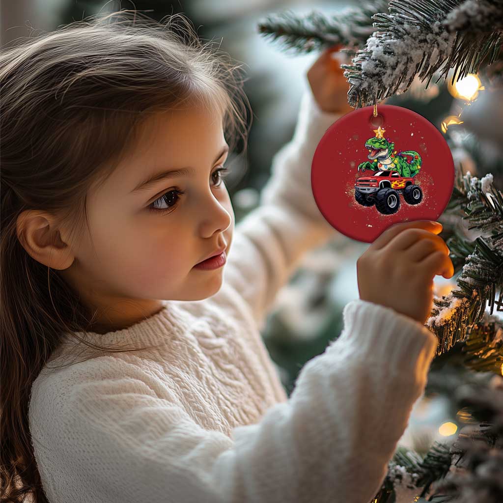Dinosaur Monster Truck Christmas Ornament TS10