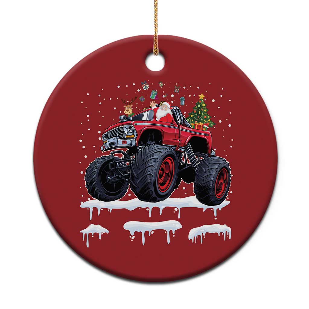 Xmas Santa Monster Truck Christmas Ornament American Offroad Xmas Boys Kids Toddler Youth TS10