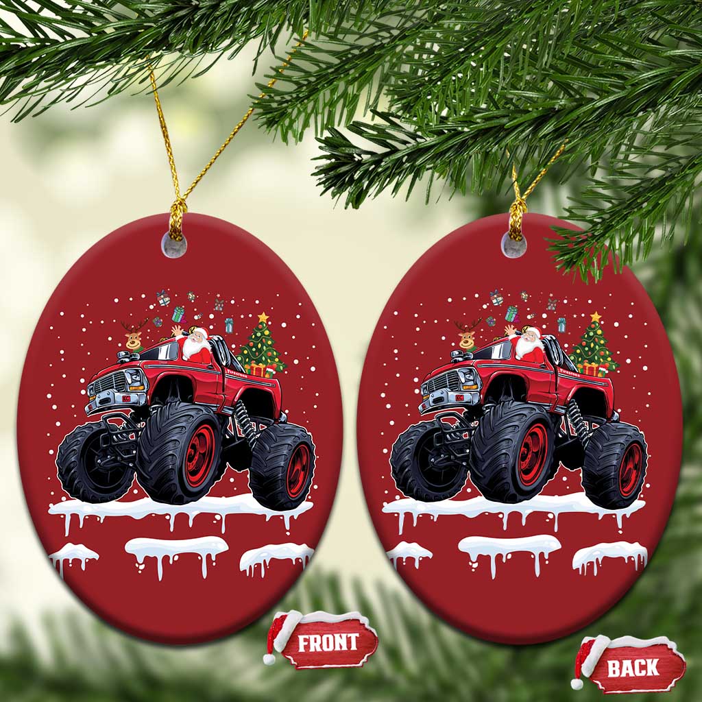 Xmas Santa Monster Truck Christmas Ornament American Offroad Xmas Boys Kids Toddler Youth TS10