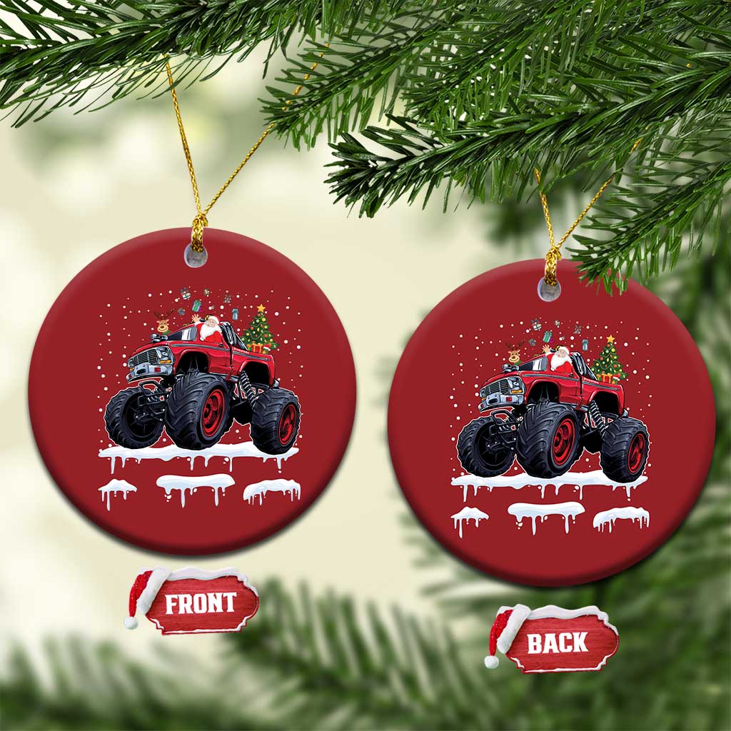 Xmas Santa Monster Truck Christmas Ornament American Offroad Xmas Boys Kids Toddler Youth TS10