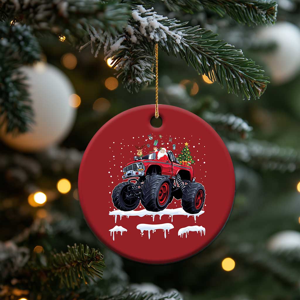 Xmas Santa Monster Truck Christmas Ornament American Offroad Xmas Boys Kids Toddler Youth TS10