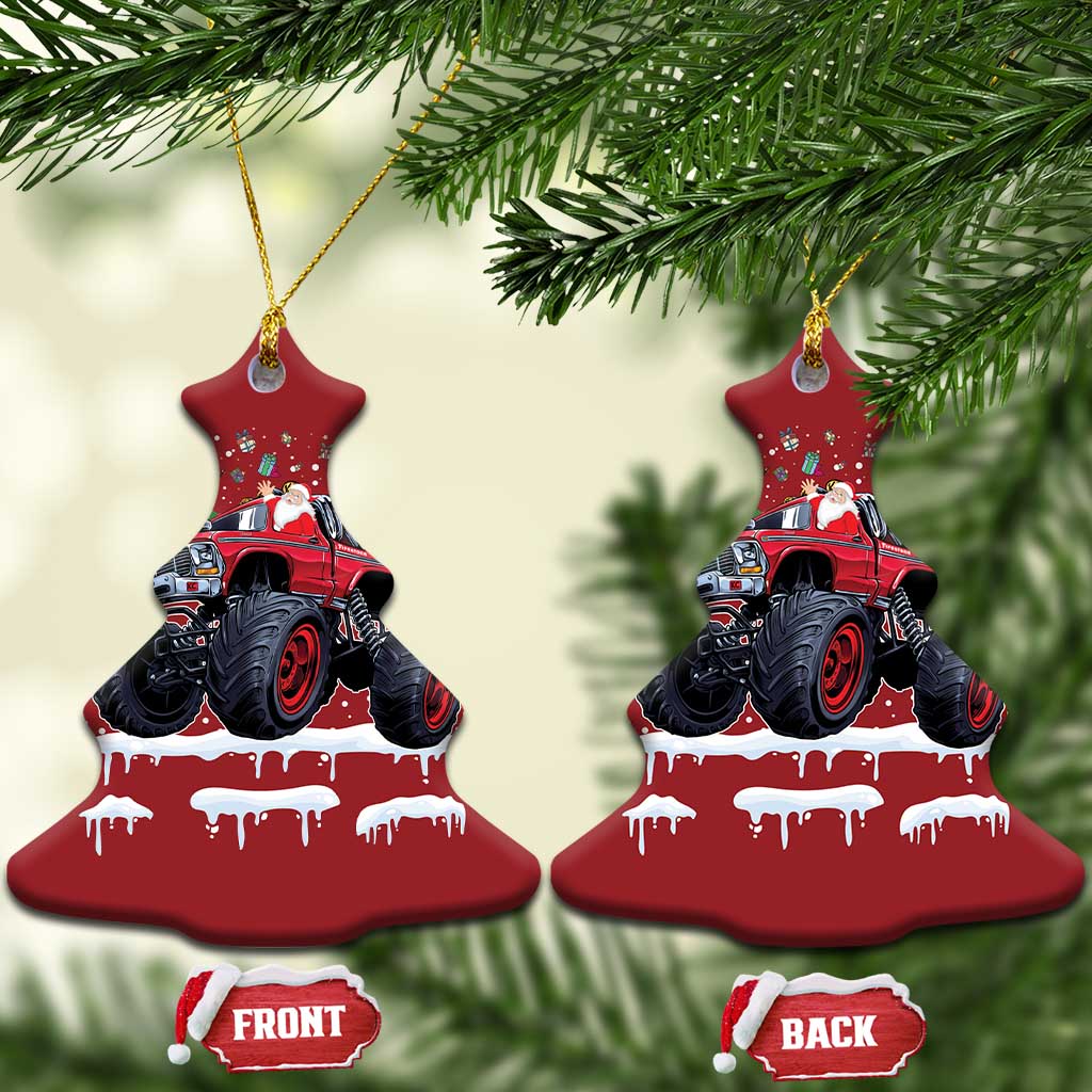 Xmas Santa Monster Truck Christmas Ornament American Offroad Xmas Boys Kids Toddler Youth TS10