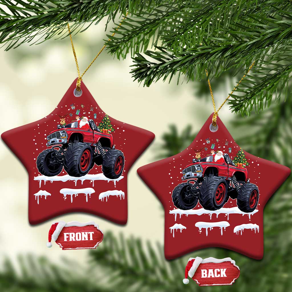 Xmas Santa Monster Truck Christmas Ornament American Offroad Xmas Boys Kids Toddler Youth TS10