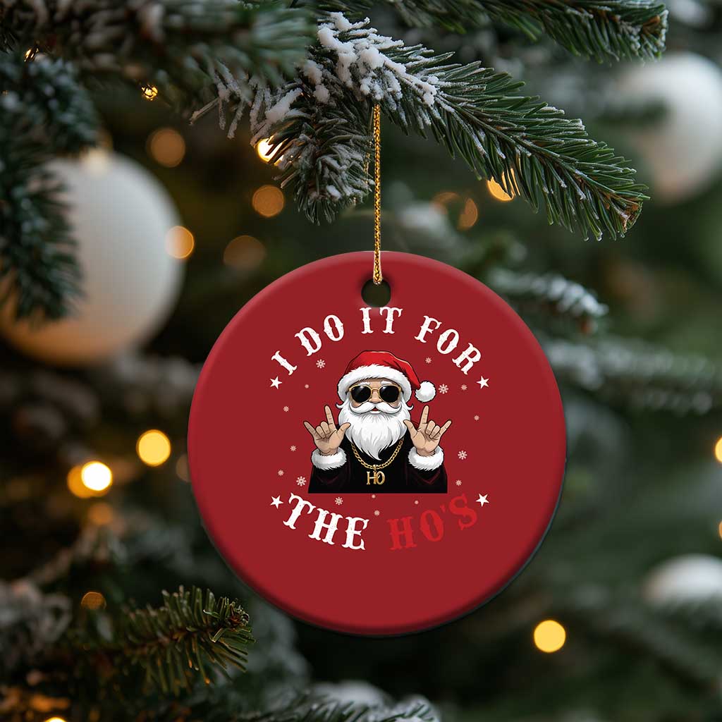 Funny Santa Xmas Christmas Ornament I Do It For The Ho's Rude Xmas TS10