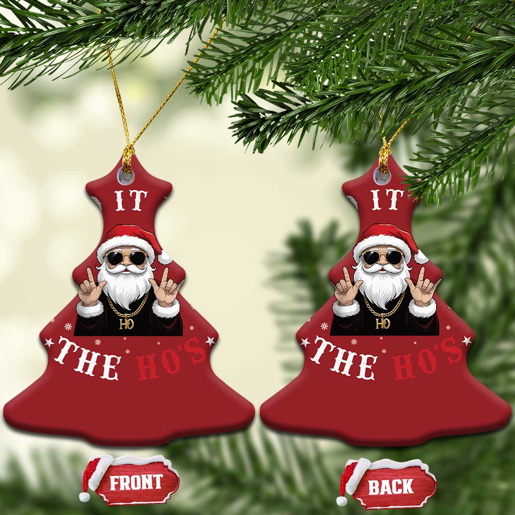Funny Santa Xmas Christmas Ornament I Do It For The Ho's Rude Xmas TS10