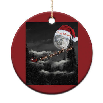 Merry Xmas Christmas Ornament Santa To The Moon TS10