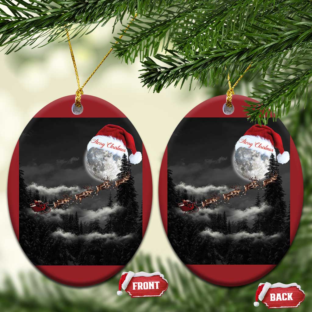 Merry Xmas Christmas Ornament Santa To The Moon TS10