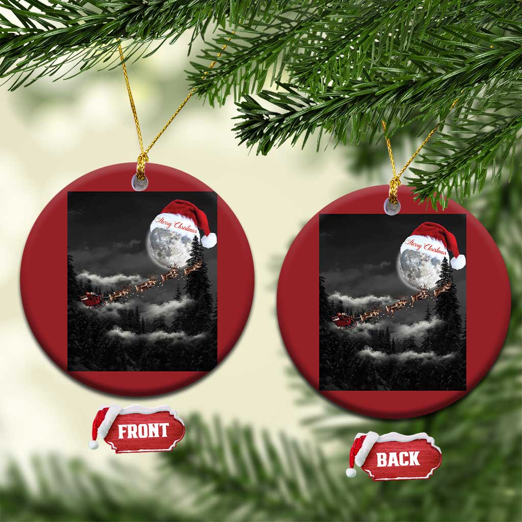 Merry Xmas Christmas Ornament Santa To The Moon TS10
