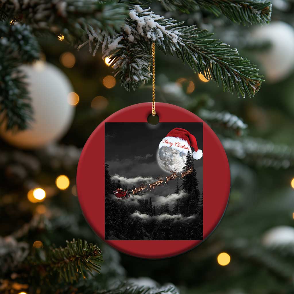 Merry Xmas Christmas Ornament Santa To The Moon TS10