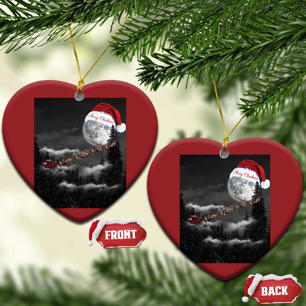 Merry Xmas Christmas Ornament Santa To The Moon TS10