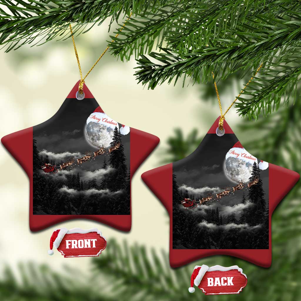 Merry Xmas Christmas Ornament Santa To The Moon TS10
