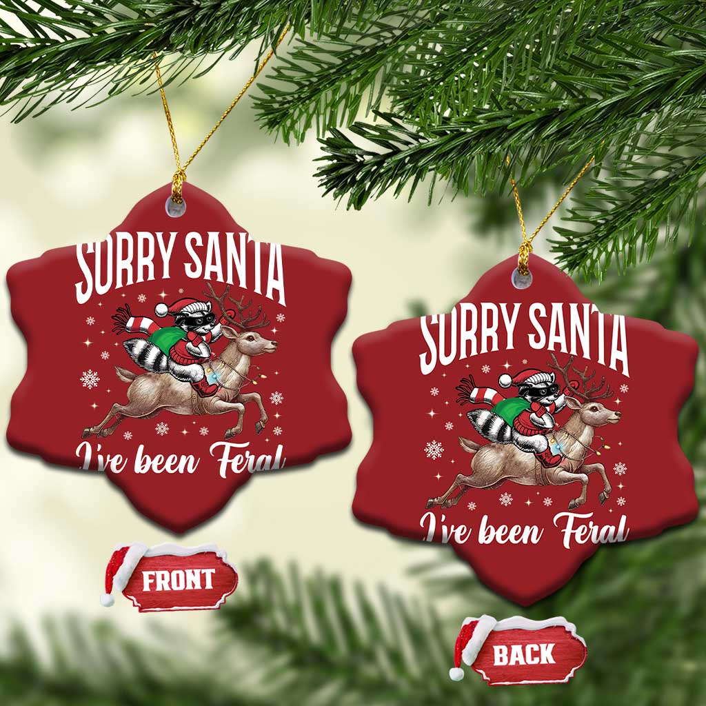 Xmas Raccoon Christmas Ornament Sorry Santa I've Been Feral Funny Weird Xmas Gifts TS10