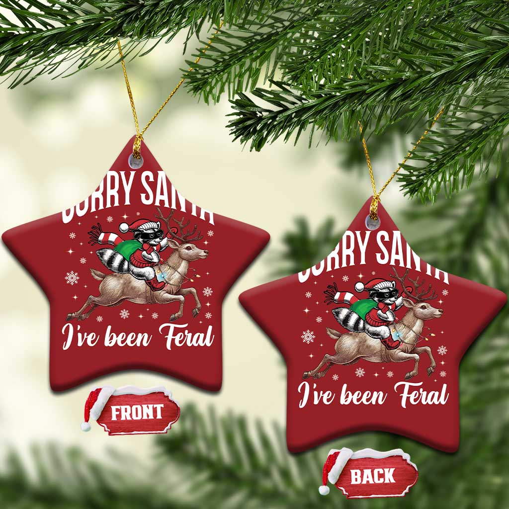 Xmas Raccoon Christmas Ornament Sorry Santa I've Been Feral Funny Weird Xmas Gifts TS10