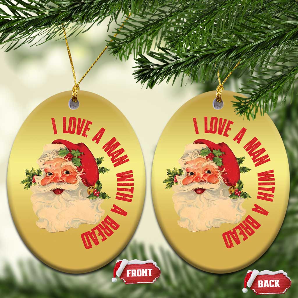Santa Christmas Ornament Fun Retro I Love A Man With A Beard TS10