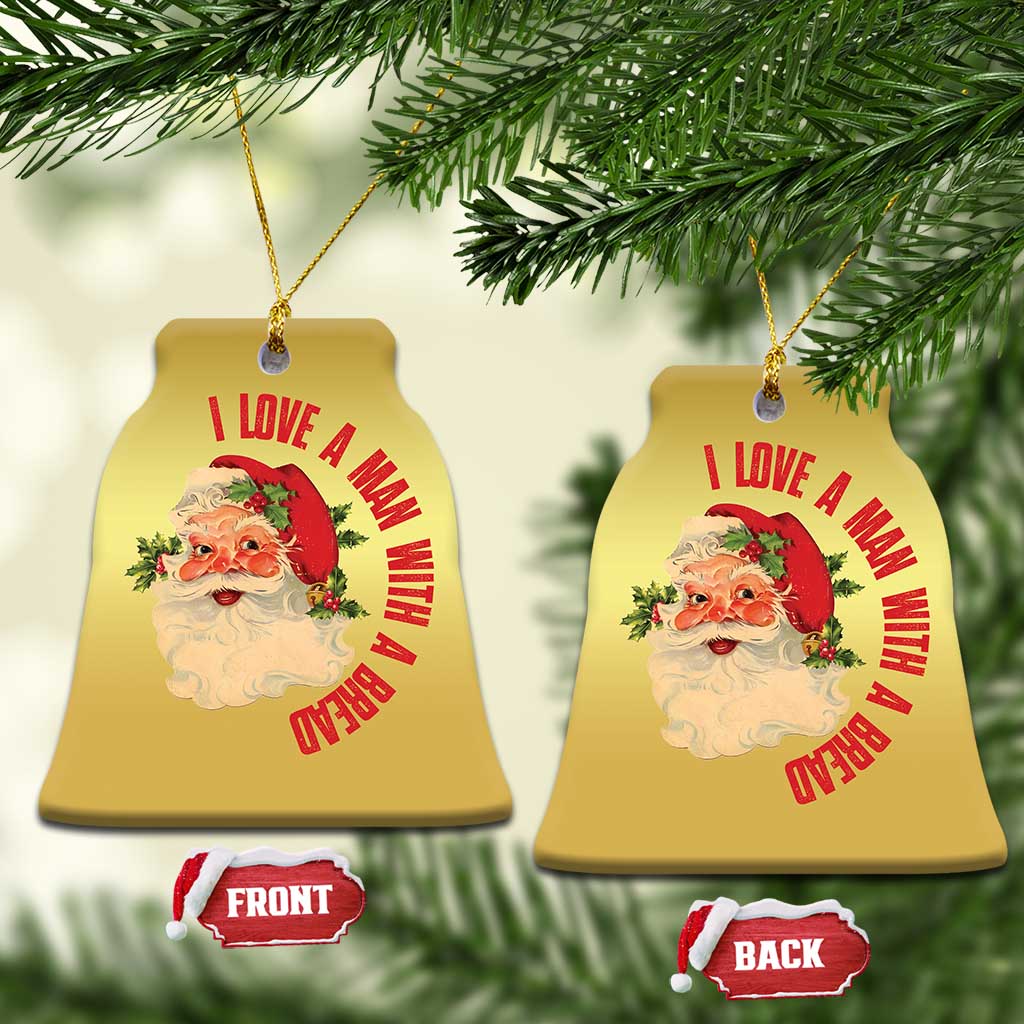 Santa Christmas Ornament Fun Retro I Love A Man With A Beard TS10