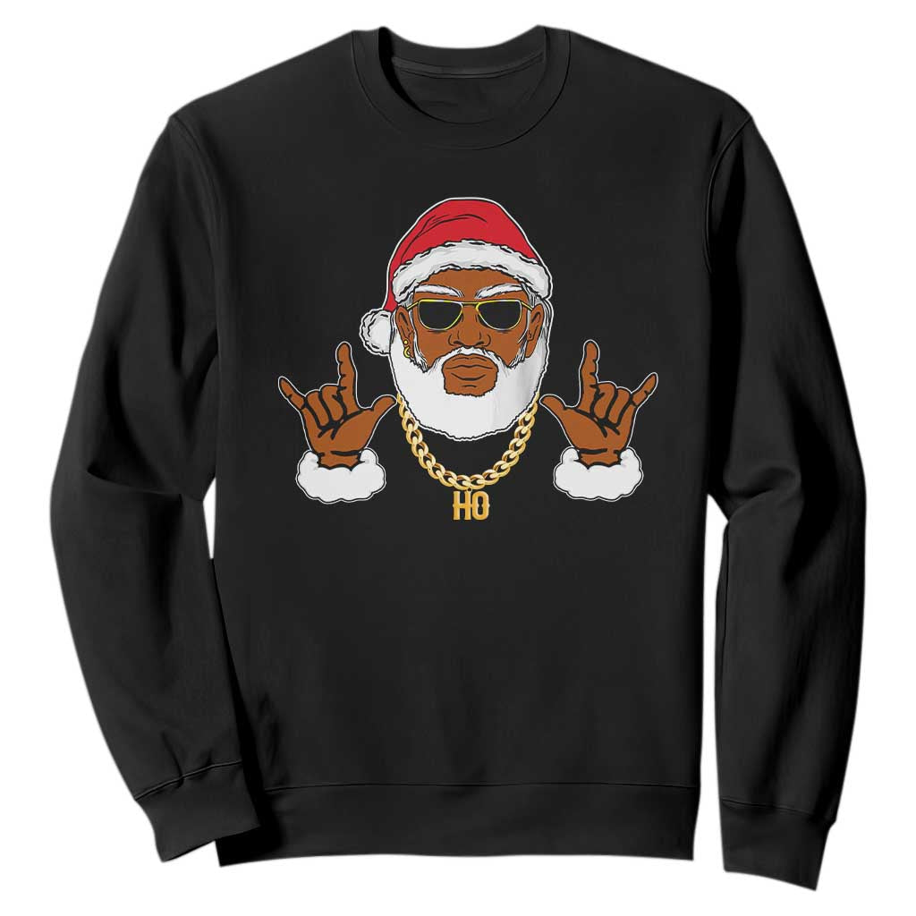 Funny Christmas Santa Sweatshirt Black Hip Hop Santa African American Santa Rapper Fan TS10