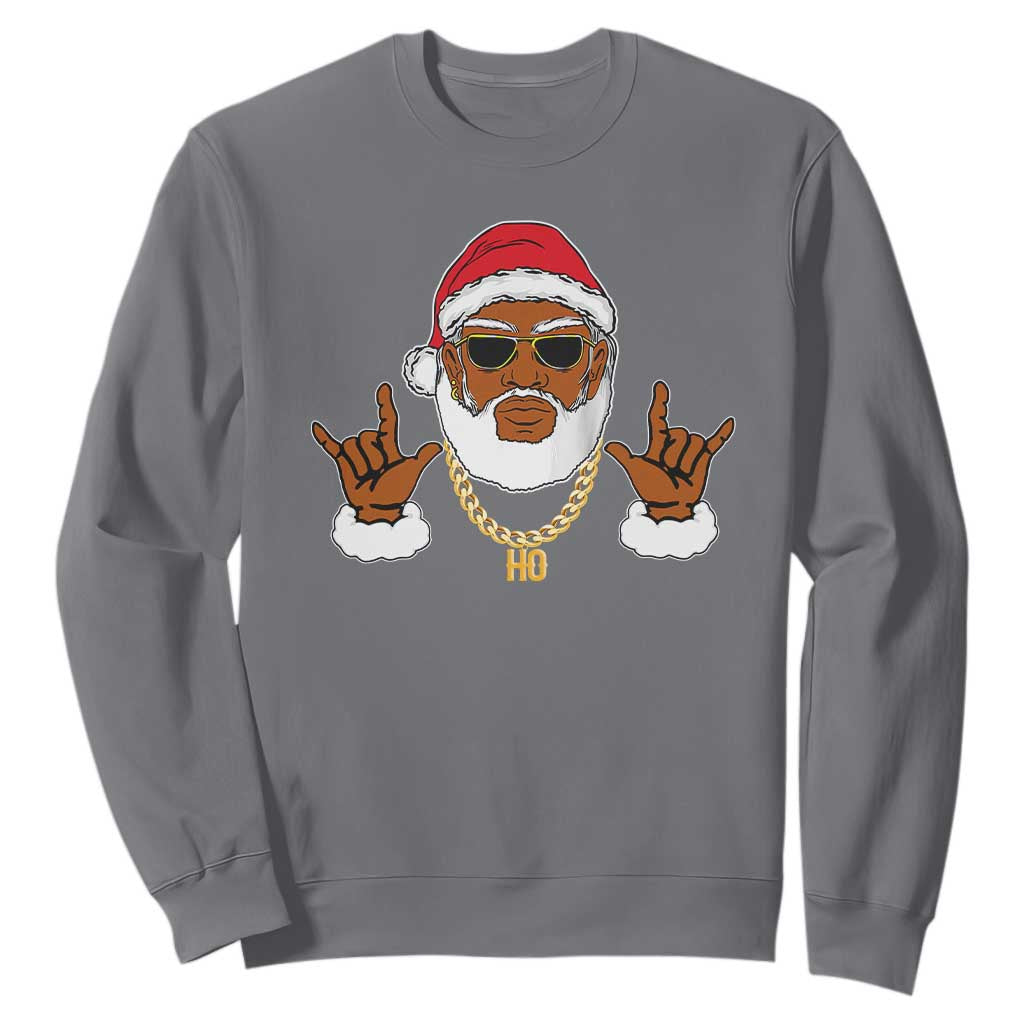 Funny Christmas Santa Sweatshirt Black Hip Hop Santa African American Santa Rapper Fan TS10
