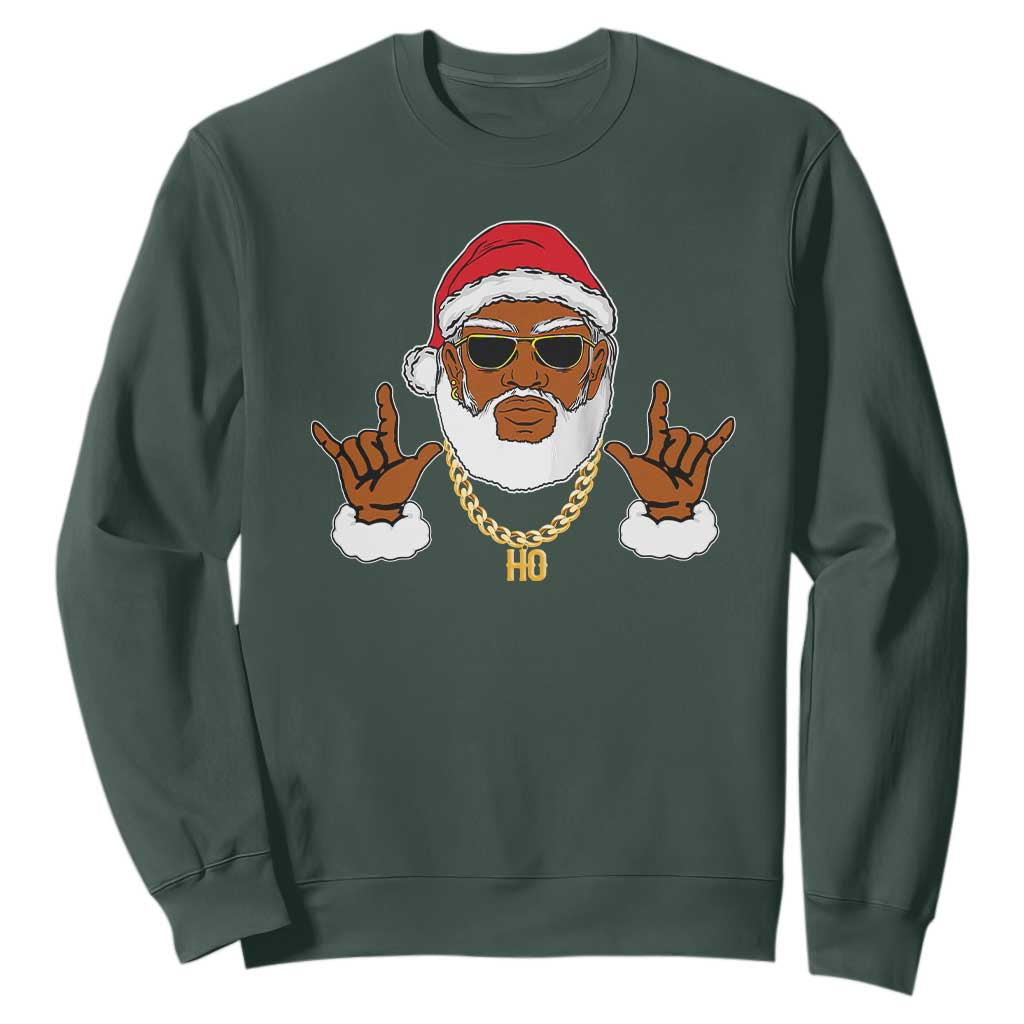 Funny Christmas Santa Sweatshirt Black Hip Hop Santa African American Santa Rapper Fan TS10