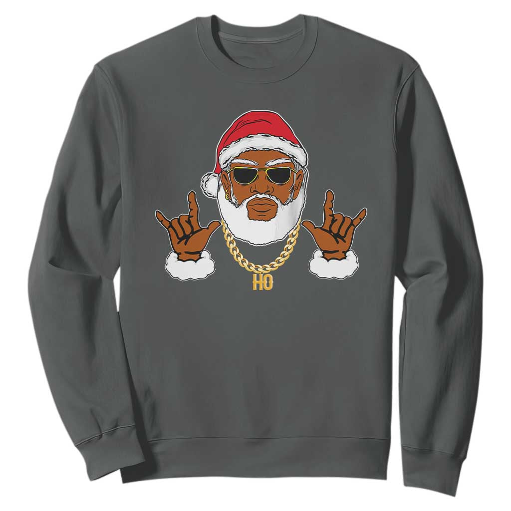 Funny Christmas Santa Sweatshirt Black Hip Hop Santa African American Santa Rapper Fan TS10