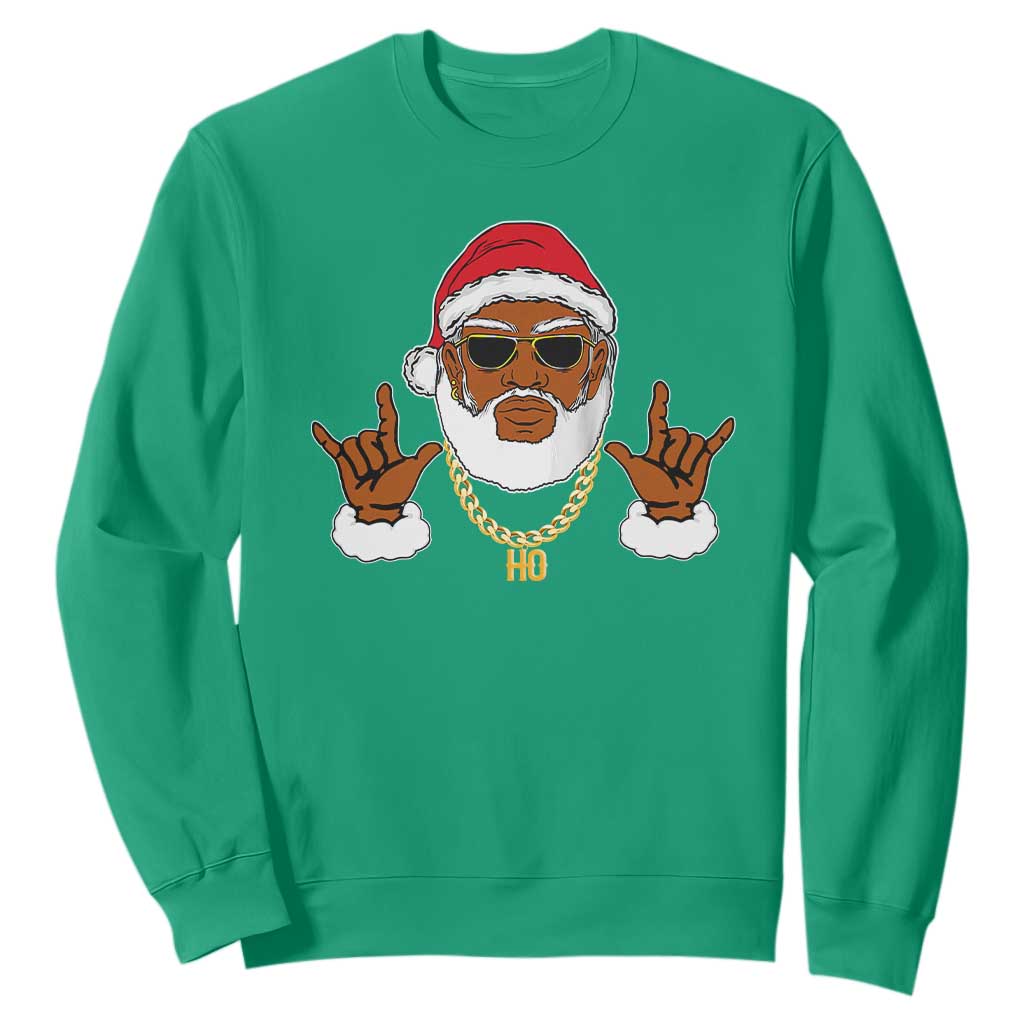 Funny Christmas Santa Sweatshirt Black Hip Hop Santa African American Santa Rapper Fan TS10