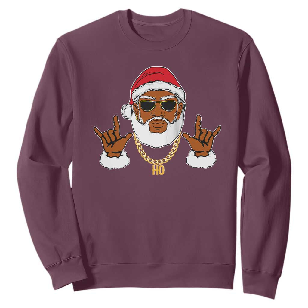 Funny Christmas Santa Sweatshirt Black Hip Hop Santa African American Santa Rapper Fan TS10