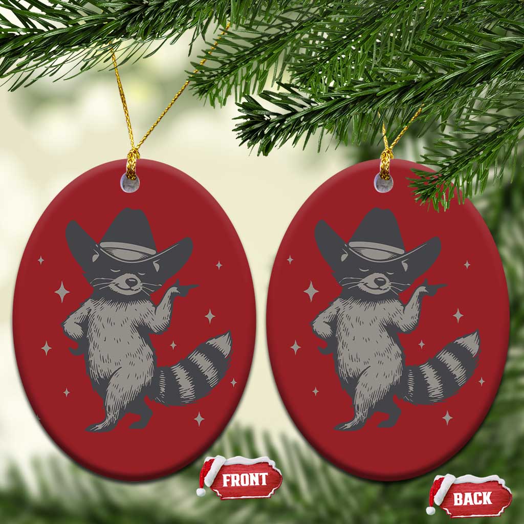 Vintage Raccoon Cowboy Christmas Ornament Cowgirl Trash Panda Western Country TS10