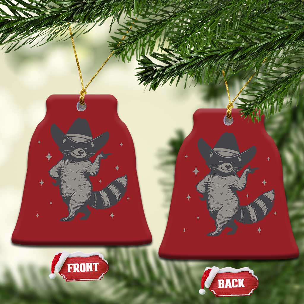 Vintage Raccoon Cowboy Christmas Ornament Cowgirl Trash Panda Western Country TS10