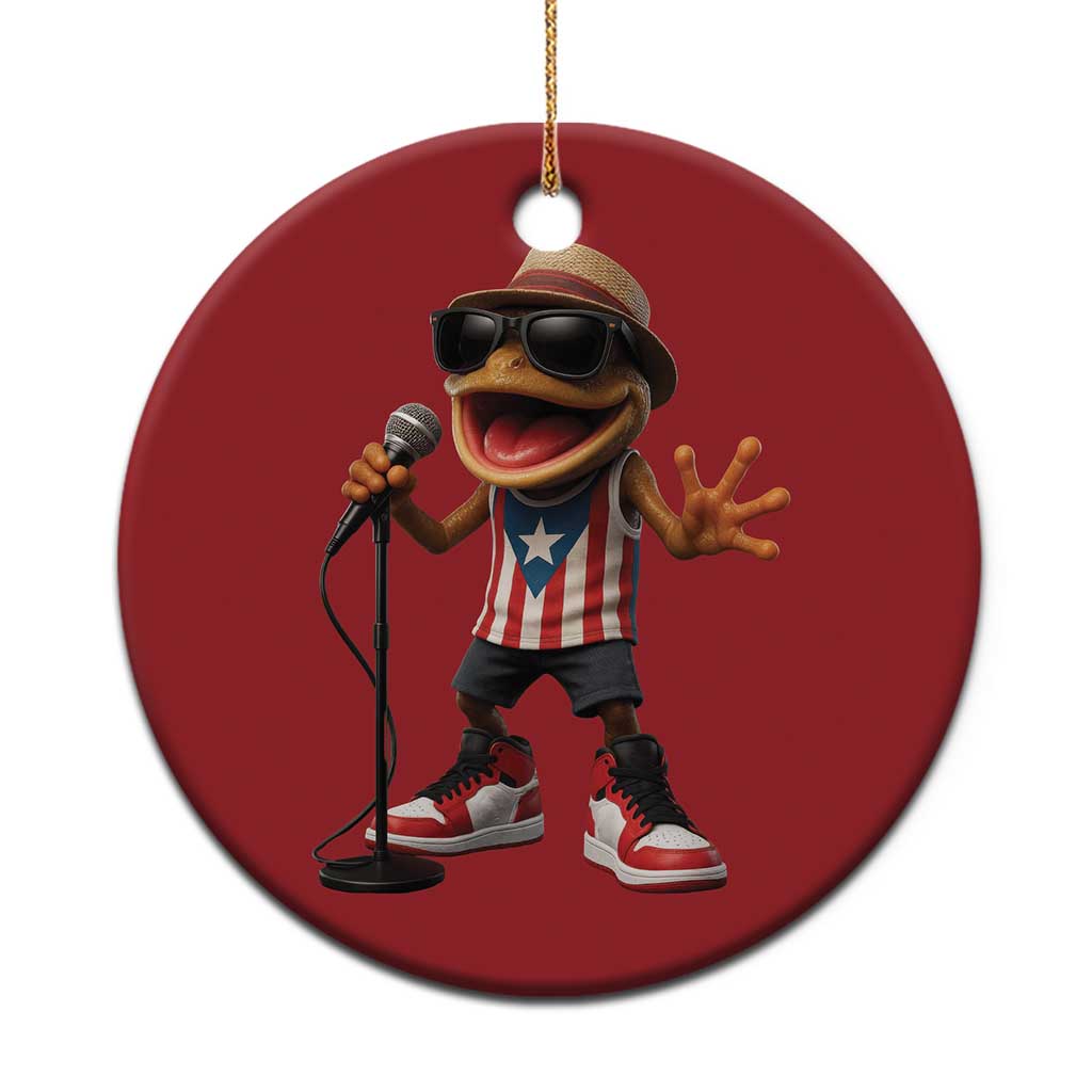 Coqui Puerto Rican Flag Christmas Ornament Taino Boricua Frog Singing TS10
