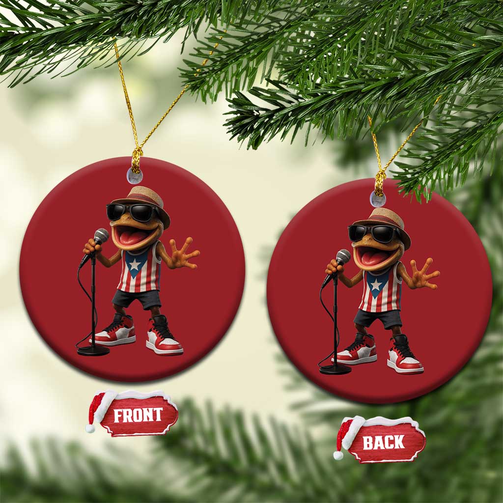 Coqui Puerto Rican Flag Christmas Ornament Taino Boricua Frog Singing TS10