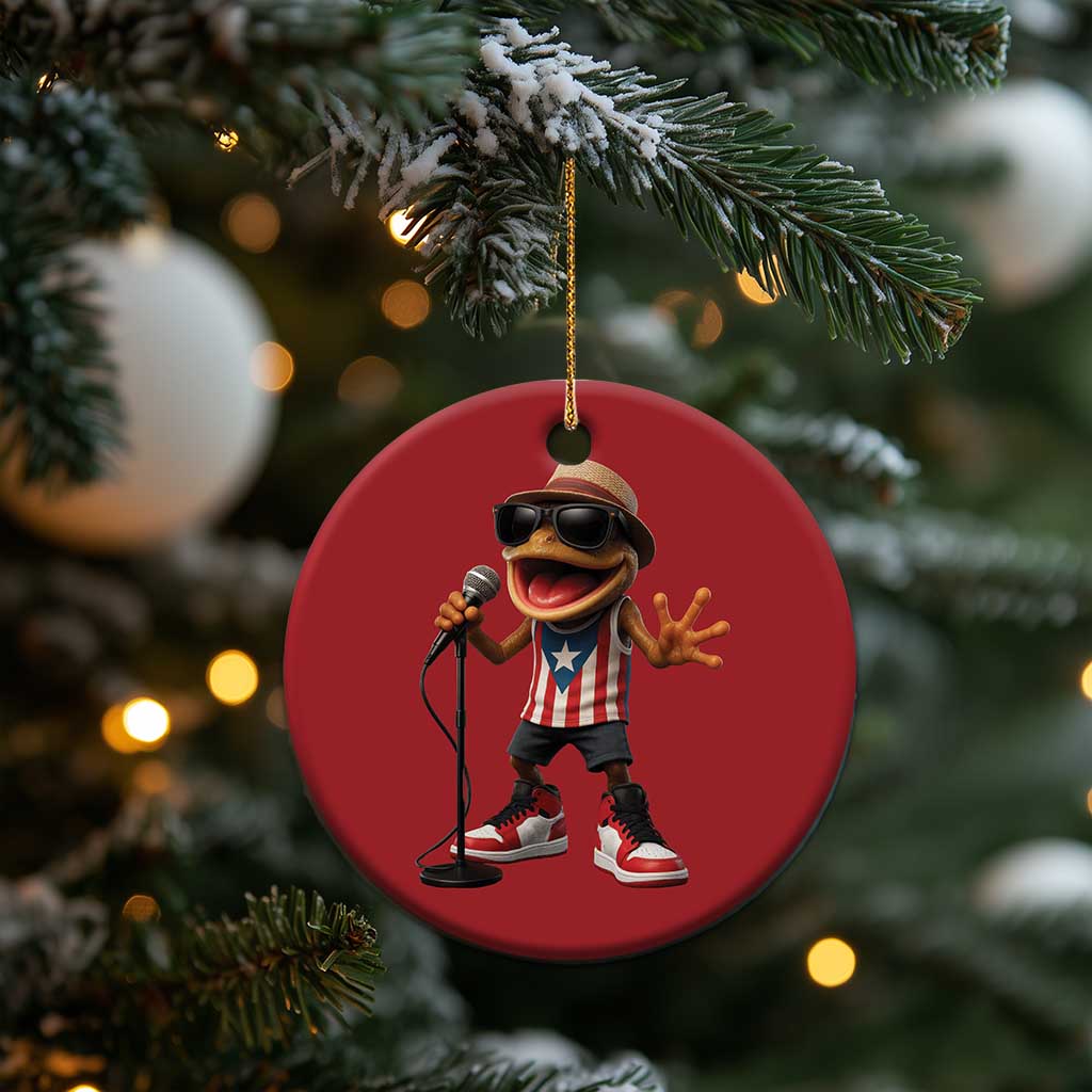 Coqui Puerto Rican Flag Christmas Ornament Taino Boricua Frog Singing TS10