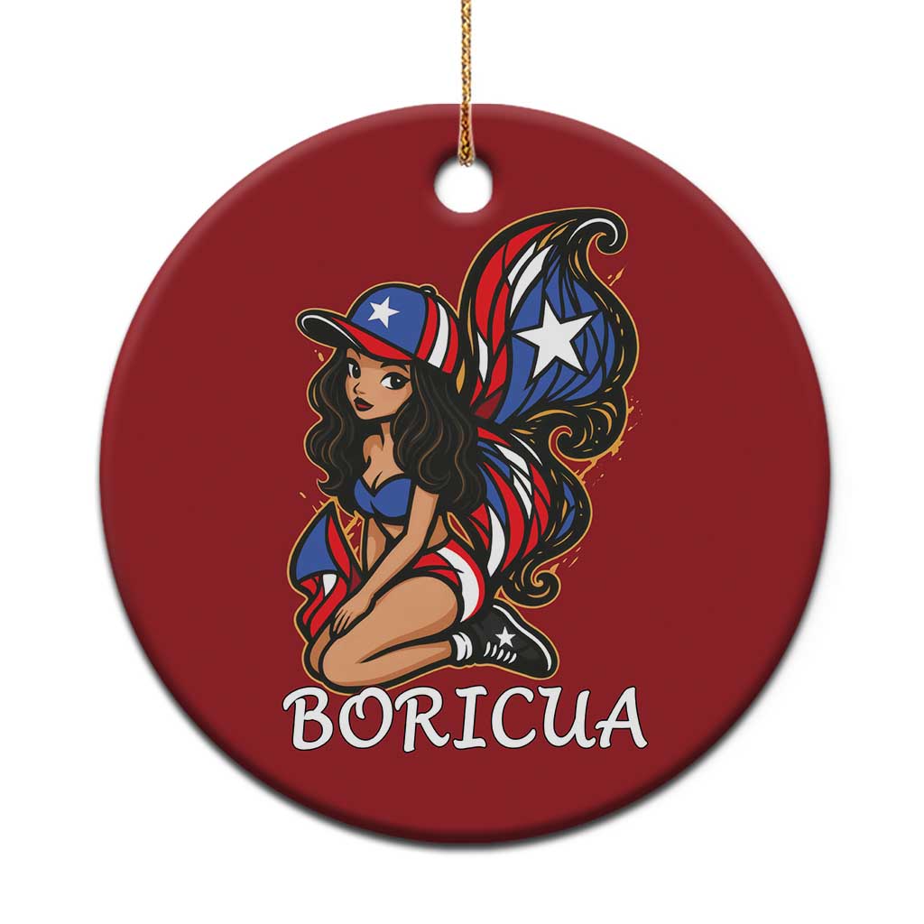 Puerto Rico Pin Up Girl Christmas Ornament Taino Boricua Puerto Rican Flag TS10