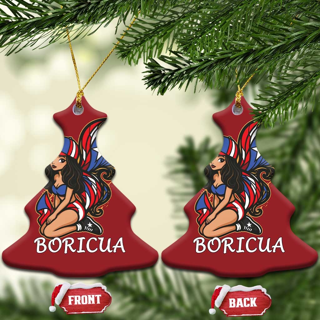 Puerto Rico Pin Up Girl Christmas Ornament Taino Boricua Puerto Rican Flag TS10