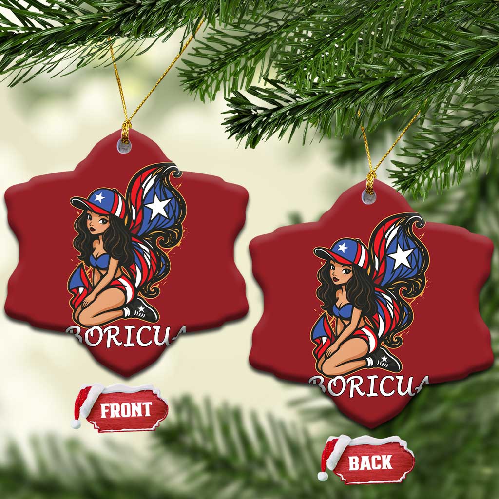 Puerto Rico Pin Up Girl Christmas Ornament Taino Boricua Puerto Rican Flag TS10