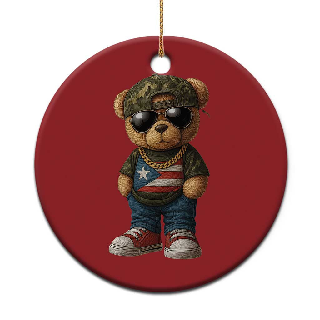 Camo Teddy Bear Puerto Rico Flag Christmas Ornament Camouflage Rican Boricua TS10