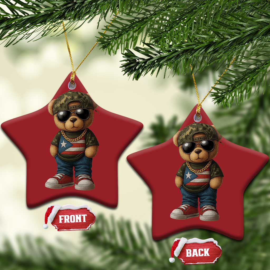 Camo Teddy Bear Puerto Rico Flag Christmas Ornament Camouflage Rican Boricua TS10